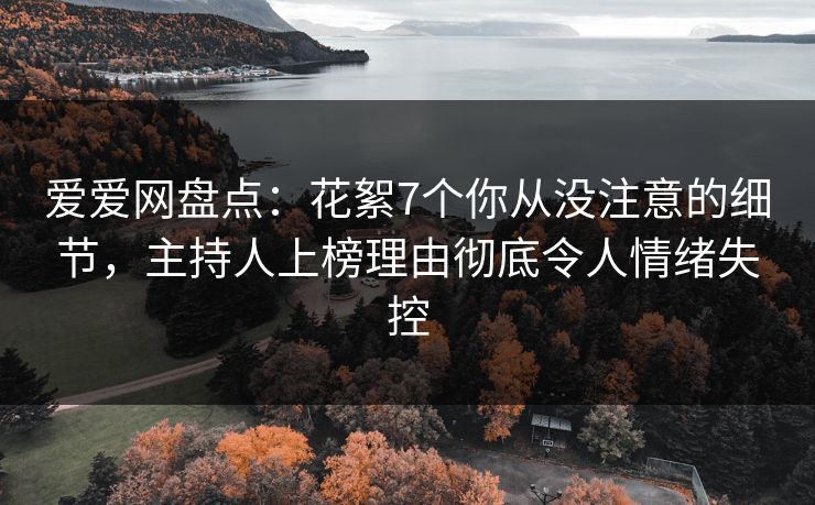 爱爱网盘点：花絮7个你从没注意的细节，主持人上榜理由彻底令人情绪失控