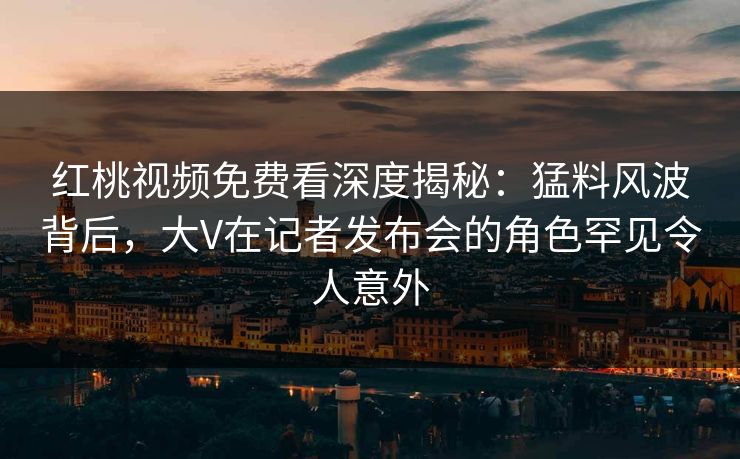 红桃视频免费看深度揭秘：猛料风波背后，大V在记者发布会的角色罕见令人意外