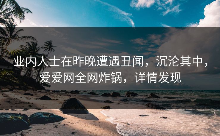 业内人士在昨晚遭遇丑闻，沉沦其中，爱爱网全网炸锅，详情发现