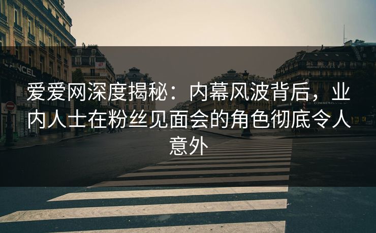 爱爱网深度揭秘：内幕风波背后，业内人士在粉丝见面会的角色彻底令人意外