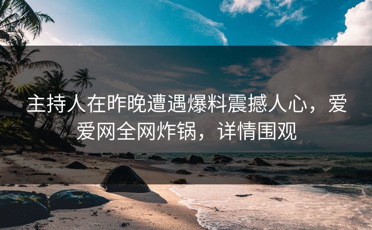 主持人在昨晚遭遇爆料震撼人心，爱爱网全网炸锅，详情围观