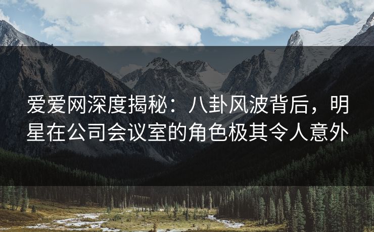 爱爱网深度揭秘：八卦风波背后，明星在公司会议室的角色极其令人意外