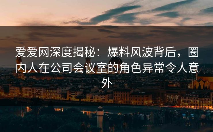爱爱网深度揭秘：爆料风波背后，圈内人在公司会议室的角色异常令人意外