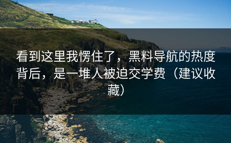 看到这里我愣住了，黑料导航的热度背后，是一堆人被迫交学费（建议收藏）