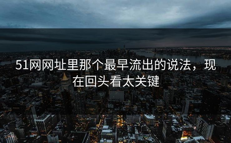 51网网址里那个最早流出的说法，现在回头看太关键